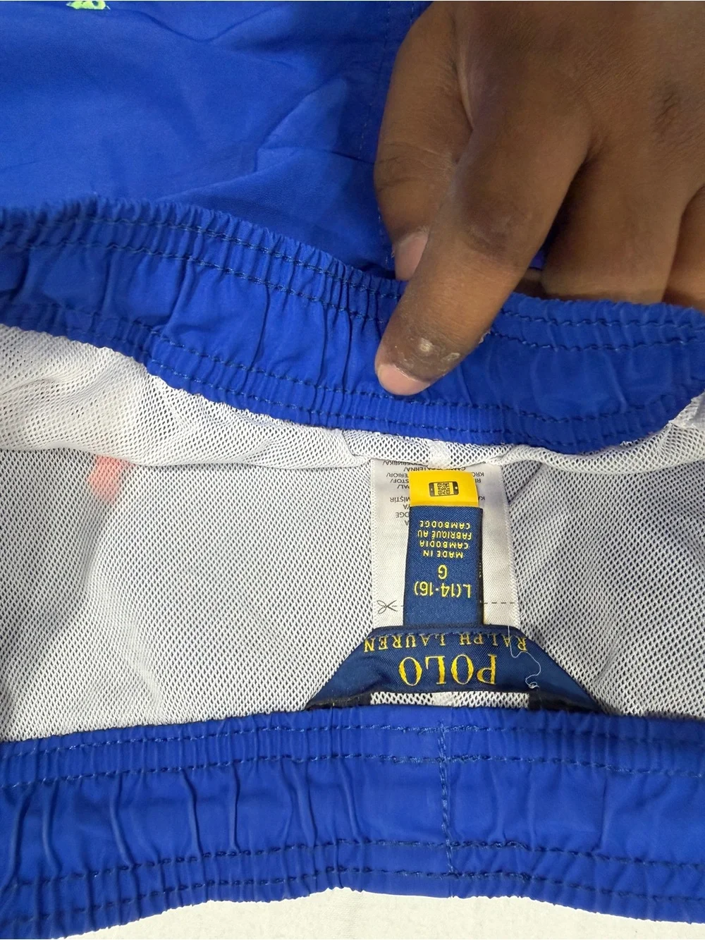 Polo by Ralph Lauren Royal Blue Swim Trunks with Neon Embroidered Logos